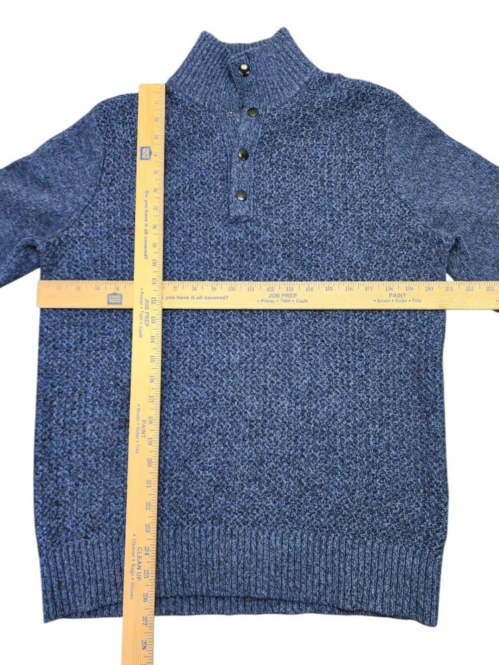 Banana Republic Marled Waffle Knit Wool Blend Mock Neck Sweater Medium Tall Blue